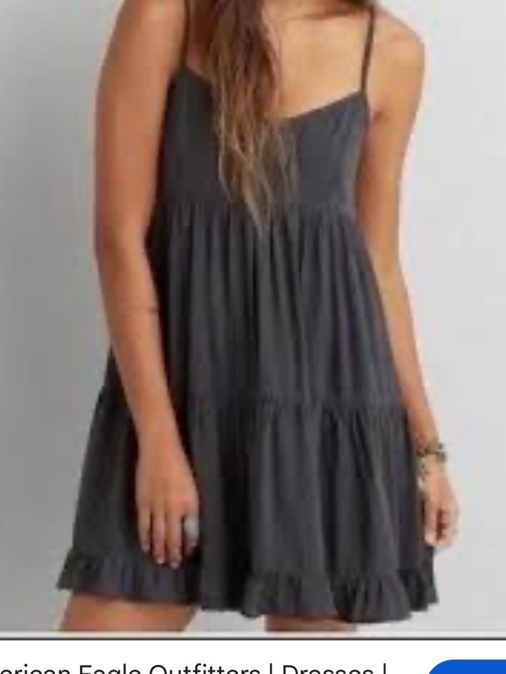 American Eagle Outfitters Gray Tiered Babydoll Cami Dress Medium